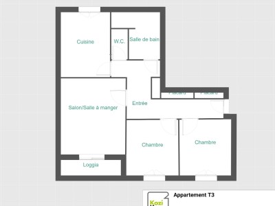 APPARTEMENT T3 A VENDRE - DIGOIN - 61.78 m2 - 36000€