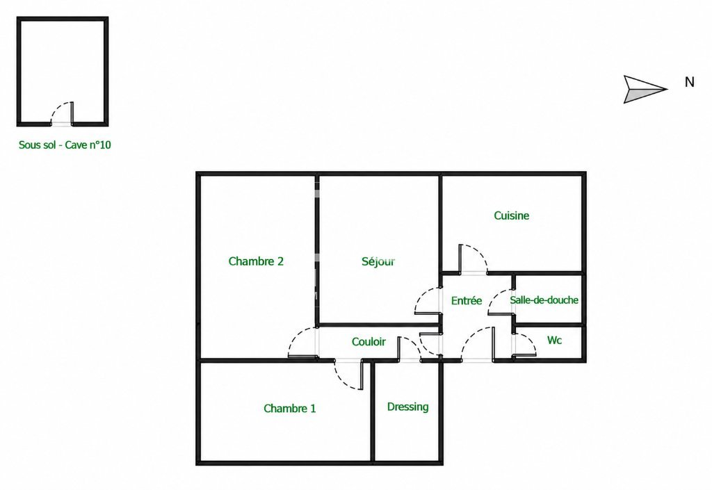 Appartement T3 2 chambres + dressing