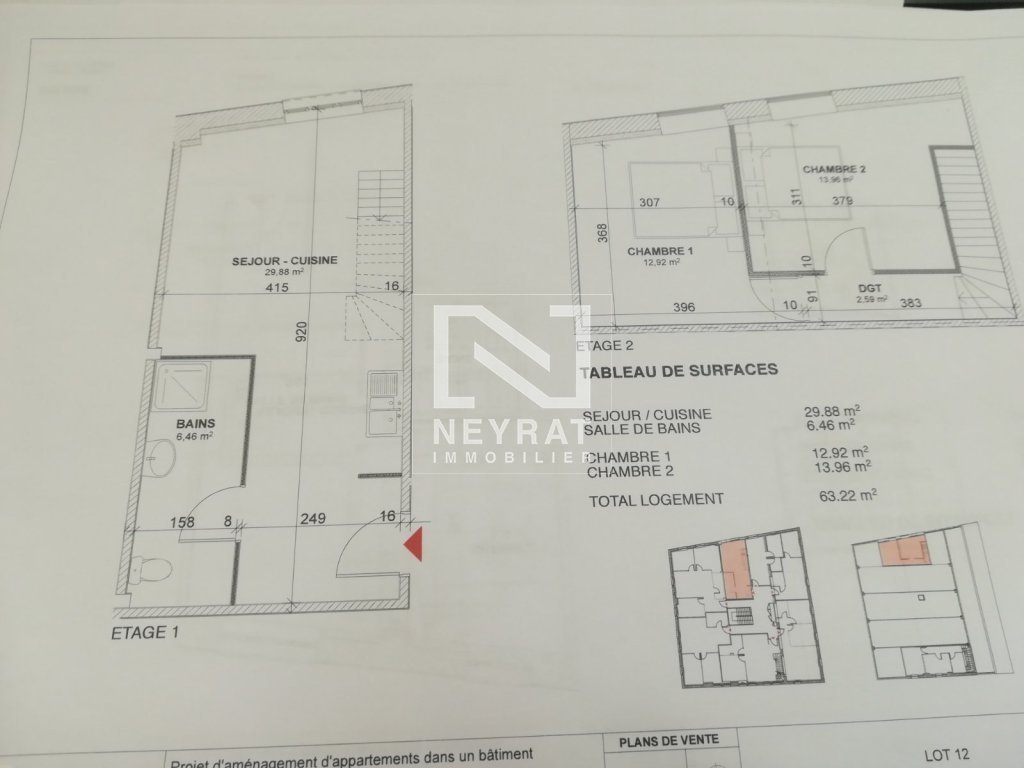 APPARTEMENT T3 - CHALON SUR SAONE - 63.22 m2 - 99 000 &euro;